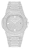 Gosasa Luxury Unisex Watch Crystal Diamond Watches Big Face Women's Men's Quartz Watch Gold Silver Rose Gold Color Stainless Steel Bracelet Band (Silver)