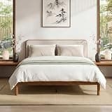 Queen Size Bamboo Platform Bed Frame, Upholstered Bed Frames, Walnut Brown