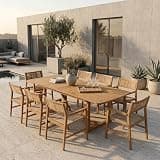 NTC Flexa Extendable Outdoor Dining Table, 63"–94.5" Solid Wood Patio Table for Patio Dining Sets with 8 Terra Chairs Weather Resistant, Easy Assembly, Natural