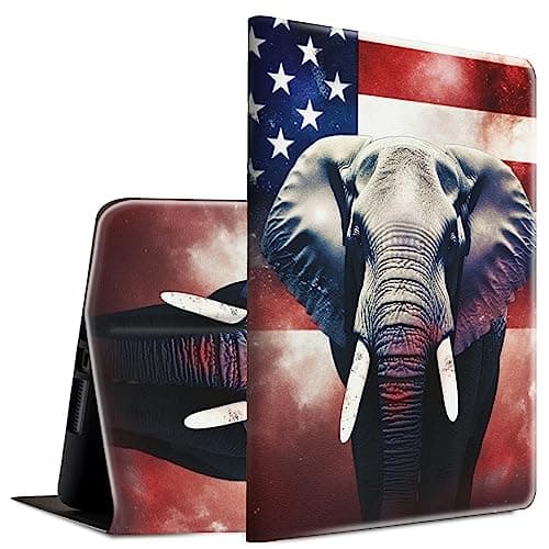 for Samsung Galaxy Tab A9 Plus/A11 Plus Case 11 inch 2023/2025 Release Lightweight Smart Case Adjustable Stand Protective Cover with Auto Wake/Sleep - Elephant American Flag