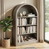 VATROS Arched Bookshelf, 47.6" 4-Tier Wood Open Bookcase, Display Book Shelf with Large Storage, Freestanding Shelf Organizer for Living Room, Home Office, Gray