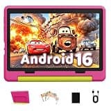 Gleeso Android 16 Kids Tablet, 24GB RAM 64GB ROM Tablet for Kids Toddler Children, 6000mAh Battery, Parental Control, Kids Mode, GMS Certified, 10 Inch Kids Tablet with Case, Dual Camera, Gift, Pink