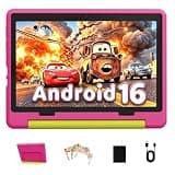Gleeso Android 16 Kids Tablet, 24GB RAM 64GB ROM Tablet for Kids Toddler Children, 6000mAh Battery, Parental Control, Kids Mode, GMS Certified, 10 Inch Kids Tablet with Case, Dual Camera, Gift, Pink