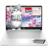 HP Essential Laptop Computer for Home & Student with Office 365, 2026 Edition, 128GB Storage- Intel Processor - LED Display, 128GB Docking Station, Portable Design, Copilot AI, Windows 11 S