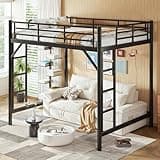 Bellemave Loft Bed Full Size, Heavy Duty Loft Bed Frame with 2 Build in Ladder and Full Length Guardrail, Easy Assemble, Loft beds, No Box Spring Needed, Black Round Tube