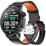 Smart Watch for Men with GPS Offline Maps, 1.46"AI Smartwatch, BT Call/Text Reply, Heart Rate/ Sleep Monitor/Health Analysis, 100+ Sports, 5ATM Waterproof Fitness Tracker for Android iOS – 2 Bands