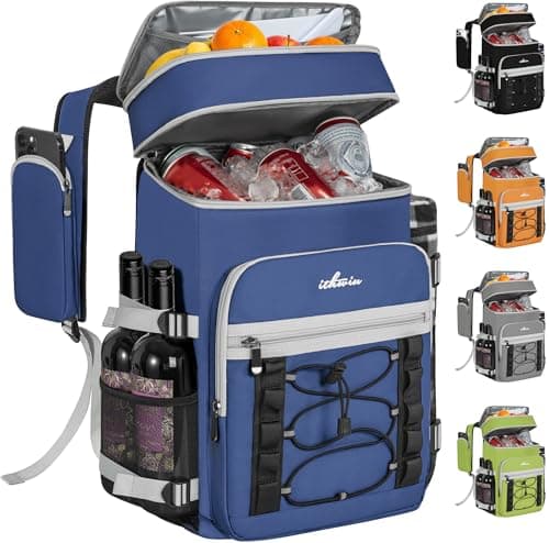 ITHWIU Cooler Backpack, 40 Cans Insulated Lunch Backpack Picnic Backpack for Men&Women, Durable Cooler Bag with 2 Leak Proof Compartments for Picnic, BBQ Camping, Lunch, Beach, Hiking, Blue