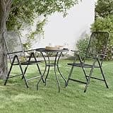 NKOPPFG Folding Patio Chairs 2 Pcs Expanded Metal Mesh Anthracite, Reclining Chairs with 7 Settings, Foldable Iron Frame for Outdoor Use