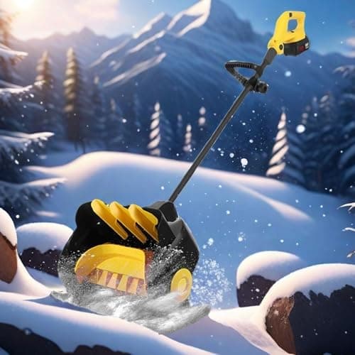 Cordless Snow Shovel Blower, 21V 4.0Ah Battery Powered Snow Thrower with Directional Plate & Adjustable Handle for Driveway, Walkway, Patio Clearance