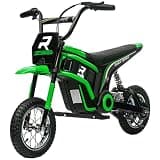 Aosom Electric Dirt Bike with Twist Grip Throttle, 24V 350W Off-Road Electric Motorcycle, Up to 15 MPH with Brake, Music Horn, Rear Suspension for Ages 13+ Years, Green
