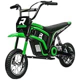 Aosom Electric Dirt Bike with Twist Grip Throttle, 24V 350W Off-Road Electric Motorcycle, Up to 15 MPH with Brake, Music Horn, Rear Suspension for Ages 13+ Years, Green