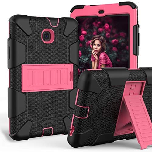 Tablet PC Case Shockproof Two-Color Silicone Protection Shell for Galaxy Tab A 8.0 (2018) T387, with Holder (Rose Gold) Smart Cover (Color : Color5)