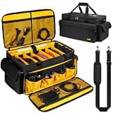Large DJ Equipment Bag with 6 Detachable Dividers,DJ Cable File Bag with Laptop and Microphone Slots,Travel Dj Gig Organizer Bags for DJ Gear,Musicians, Professional and Dj Accessories( 21.5"×12"×11")