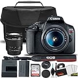Canon EOS Rebel T7 DSLR Camera with 18-55mm Lens Starter Bundle + Includes: Shoulder Bag + 64GB Card + Clean and Care Kit + More