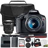 Canon EOS Rebel T7 DSLR Camera with 18-55mm Lens Starter Bundle + Includes: Shoulder Bag + 64GB Card + Clean and Care Kit + More