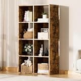 COMHOMA 8 Wood Cube Storage Organizer with Open Back and Removable Back Panels, 11In Brown Cube Storage Bookshelf, Cubicle Shelf Bookcase for Home Office Bedroom Living Room, Vertical or Horizontal