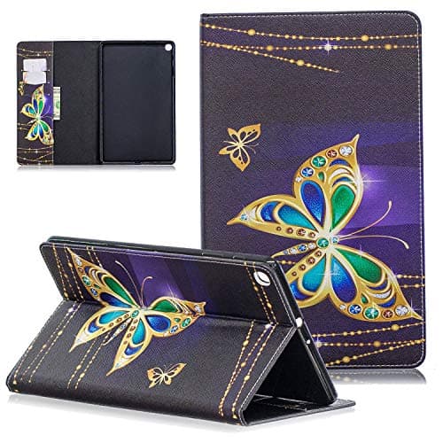 Case for Samsung Galaxy Tab A 10.1 2019, UGOcase PU Leather Folding Stand Holder Full Protective Case Cover for for Galaxy Tab A 10.1 Inch Model SM-T510/SM-T515 2019 Release, Gold Butterfly