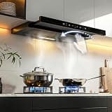 MOMOKOVA Range Hood 30 Inch Under Cabinet, Kitchen Hood with 750 CFM, 3-Speed Gesture Sensing & Touch Control, Stainless Steel Vent Hood with Pull-out Panel, LED Lights, 2 Pcs Aluminum Filters