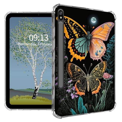 Clear Case for Samsung Galaxy Tab S8 Plus 2022/S7 FE 2021/S7 Plus 2020 12.4 Inch,Slim Lightweight Scratch Proof Silicone Transparent TPU Back Cover for Tab S8 Plus,Two Butterflies