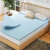 EGOHOME 2 Inch Queen Memory Foam Mattress Topper, Cooling Gel Infused & Pressure Relieving Pad in a Box, Dorm Room Essentials, CertiPUR Certified, Blue