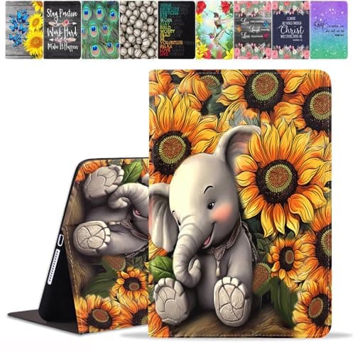 TBXOSTN Case for Samsung Galaxy Tab S8 2022 & S7 2020 11 Inch (SM-X700/X706/T870/T875/T878), Premium PU Leather Stand Cover with Auto Wake Sleep, Elephant and Sunflower