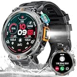 JELLOO Military Smartwatch for Men, Bluetooth Calling, LED Flashlight, 1.45" HD Display, Outdoor Tactical Fitness Tracker, Heart Rate & Sleep Monitor, 3ATM Waterproof, Compatible with iOS & Android