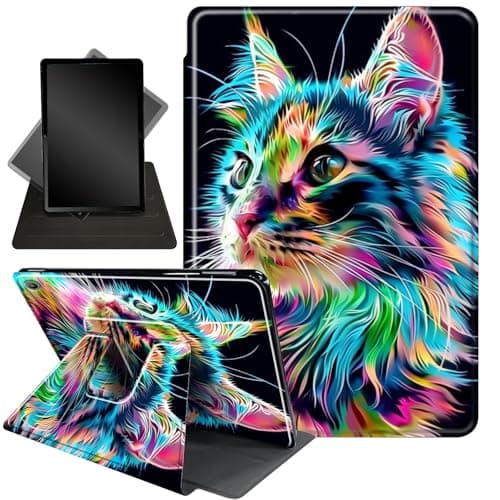for Amazon Kindle Fire Max 11 Case (13th Generation, 2023 Release) 11",360 Degree Rotating Stand Smart Protective Cover Case for Amazon Fire Max 11 (2023 Release),Cute Colorful Cat
