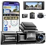 AZDOME M550 Max 4K 3 Channel Dash Cam, Dual STARVIS Sensors, 4K+2.5K+1080P Front and Rear Inside Triple Car Camera, Built-in WiFi GPS, 64GB Card Included, IR Night Vision, Ride Share Accessories