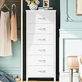 Huuger Tall Dresser for Bedroom, Stable 7 Drawer Dresser with Anti-Tip Device, PU Leather & Fabric Drawers, Tall Nightstand for Closet, Nursery, Storage Tower for College Dorm High Beds, White
