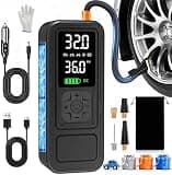 Calmara Y34 Tire Inflator Portable Air Compressor,4X Faster Inflation,6000mAh Cordless/12V DC 150PSI Air Pump with Digital Pressure Gauge for Car,Motorcycle,Bike,Ball Gifts for Men