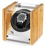 Watch Winder Smith Bamboo Single Watch Winders for Automatic Watches with Timer, Fits Standard to Super Large Size Watch