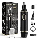 XOOMRSCP Nose Hair Trimmers for Men,Rechargeable Hair Trimmer 2 in 1 Painless Multifunctional Ear and Nose Hair Trimmer with IPX7 Waterproof Dual Edge Blades (Black)