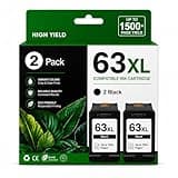 63XL Black Ink Cartridge Replacement for HP 63 Black Ink Cartridge HP Ink 63 63XL Compatible with HP OfficeJet 3830 4650 5255 5258 5200 Envy 4520 4512 4510 DeskJet 1112 2130 3630 Printers(2 Black)