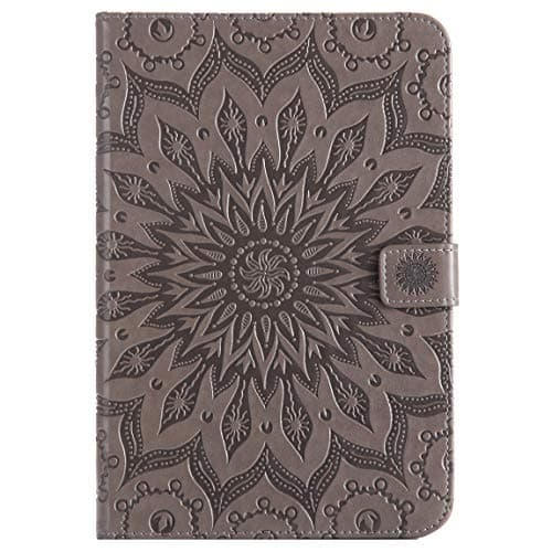 for Samsung SM-T350 Case, Emboss Elegant Wallet PU Leather Protective Cover Shockproof Shell Flip Stand for Samsung Galaxy Tab A 8.0 inches SM-T350/ SM-T355 (2015 Released) Tablet, Gray