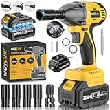 Muylux 4.0Ah Battery Cordless Impact Wrench, Brushless 1/2 Impact Gun, 320Ft-lbs(430N.m) 20V High Torque Power Impact Driver, Electric Impact for Car Home