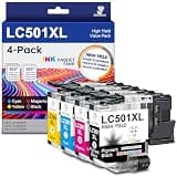 Miss Deer LC501XL Ink Cartridges High Yield, Compatible Replacement for Brother LC501 XL LC501XL for MFC-J1260DW MFC-J1360DW MFC-J1410DW Printer Work Smart, 4-Pack (BK/C/M/Y)