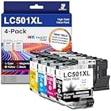 Miss Deer LC501XL Ink Cartridges High Yield, Compatible Replacement for Brother LC501 XL LC501XL for MFC-J1260DW MFC-J1360DW MFC-J1410DW Printer Work Smart, 4-Pack (BK/C/M/Y)