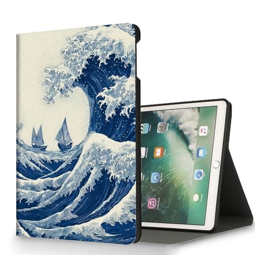 RUUHLJLET for Samsung Galaxy Tab A9 Plus/A9+ 5G 11 Inch 2023 Model X210/X215/X216/X218 Tablet Case,Auto Wake/Sleep,Adjustable Stand Protective Cover - Wave Sailboat