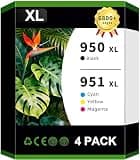 AURASKY 950XL 951XL Combo Pack Compatible for HP 950 951 Ink Cartridges Combo Pack Work with OfficeJet Pro 8600 8610 8620 8100 8630 8660 8640 8615, 4 Pack
