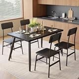 Gizoon Dining Table Set for 4, Modern Kitchen Table with Chairs, Black