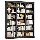 FACBOTALL 71" Triple Wide Bookshelf, 6 Tier Tall Bookshelf, Large Book Shelf with Curved Baffle, 63.4" Wide Bookcase with 18 Open Display Shelves for Living Room, Study, Black