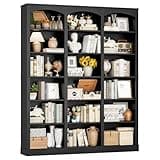 FACBOTALL 71" Triple Wide Bookshelf, 6 Tier Tall Bookshelf, Large Book Shelf with Curved Baffle, 63.4" Wide Bookcase with 18 Open Display Shelves for Living Room, Study, Black