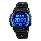 Dayllon Kids Digital Watch Boys Outdoor Sports 50M Waterproof Girls Watches Alarm Clock 12/24 H Stopwatch Calendar for Ages 3-15 Boy Girl Wristwatch Kids Gift,Blue 1266 XS