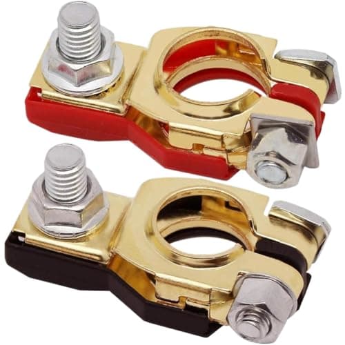 2Pcs Automotive Terminal Clamp Car Post Terminals Wire Clamp Compatible With 12V 24V Car Caravan Boat(Pure Copper)