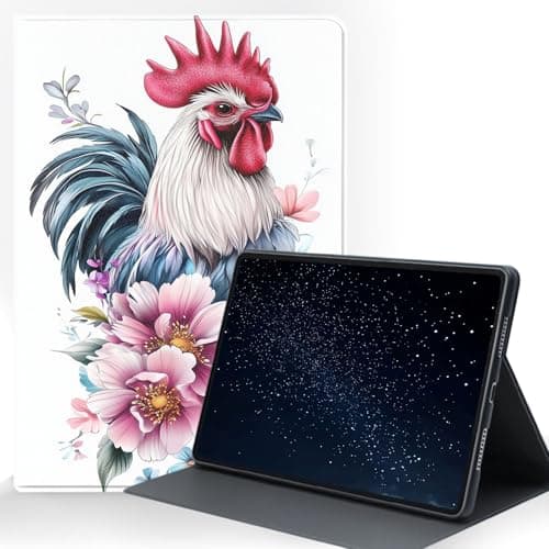 ZXYBNMLE Case for iPad mini 5 2019/Mini 4 2015 (5th/4th Generation 7.9 inch), Protective Tablet Cover with Adjustable Stand and Magnetic Auto Wake/Sleep,Funny Rooster Flower