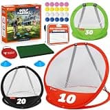 Vitality Sports Golf Chipping Net, 3PCS Pop-Up Golf Practice Net for Backyard, Indoor Outdoor Chipping Game with 3 Targets, 1 Hitting Mat, 20 Balls, Tee Box, Golf Gift for Men