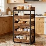BIGTO Snack Organizer,Wine Basket Stand,Wood Food Storage Rack Rustic Brown 23.6"*13.8"*46.1" Home Furniture