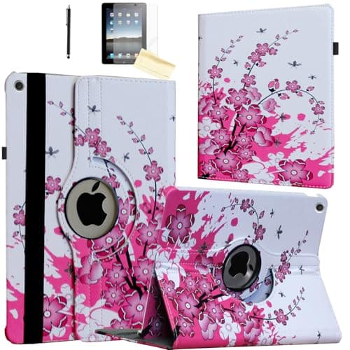 Jkytec Case for iPad Air 3rd Generation/for iPad Pro 10.5, Smart Cover Rotating Stand Auto Wake up Sleep for A2152 A2153 A1701 A1709 (Cherry Flower)