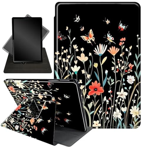 Case for Kindle Fire HD 8 & Fire HD 8 Plus Tablet (12th Generation 2024/2022 & 10th Generation 2020 Release),360 Degree Rotating Stand Smart Protective Cover Case,Wildflowers Butterfliy