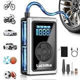 Lucklike Tire Inflator Portable Air Compressor, 150 PSI Cordless Bike Pump, 5X Faster Air Pump for Auto, Motorcycle, Bicycle, Balls, with Pressure Gauge, LED Light & Car Accessories, Standard Capacity